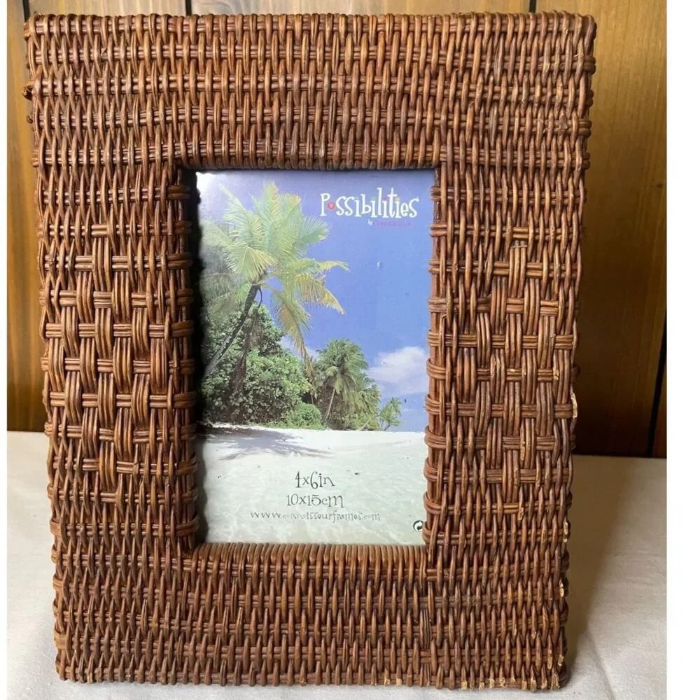 Handwoven rattan picture frame